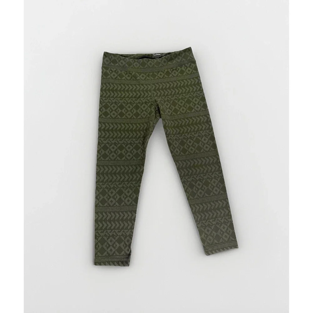 L.L. Bean Women's Leggings‎ Size Medium Performance Green Aztec 50+UPF